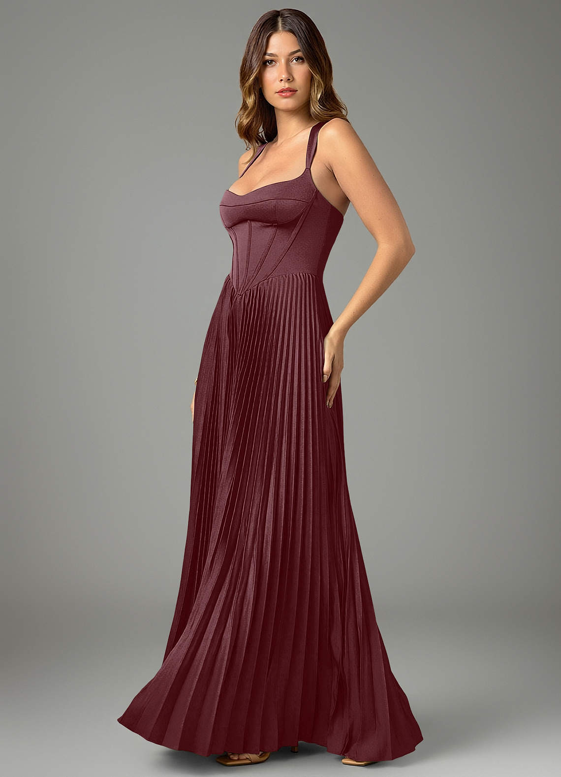 Avenelle A-Line Sweetheart Stretch Satin Bridesmaid Dress in Sangria