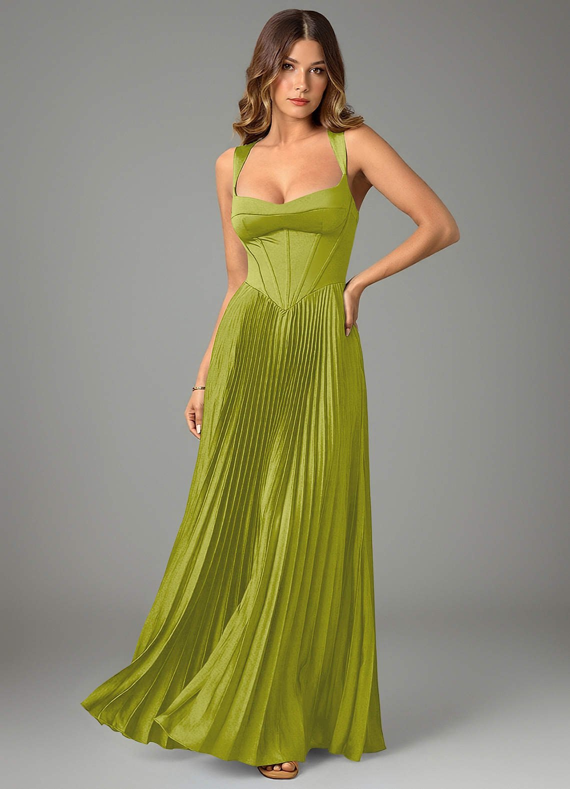 Avenelle A-Line Sweetheart Stretch Satin Bridesmaid Dress in Lemongrass