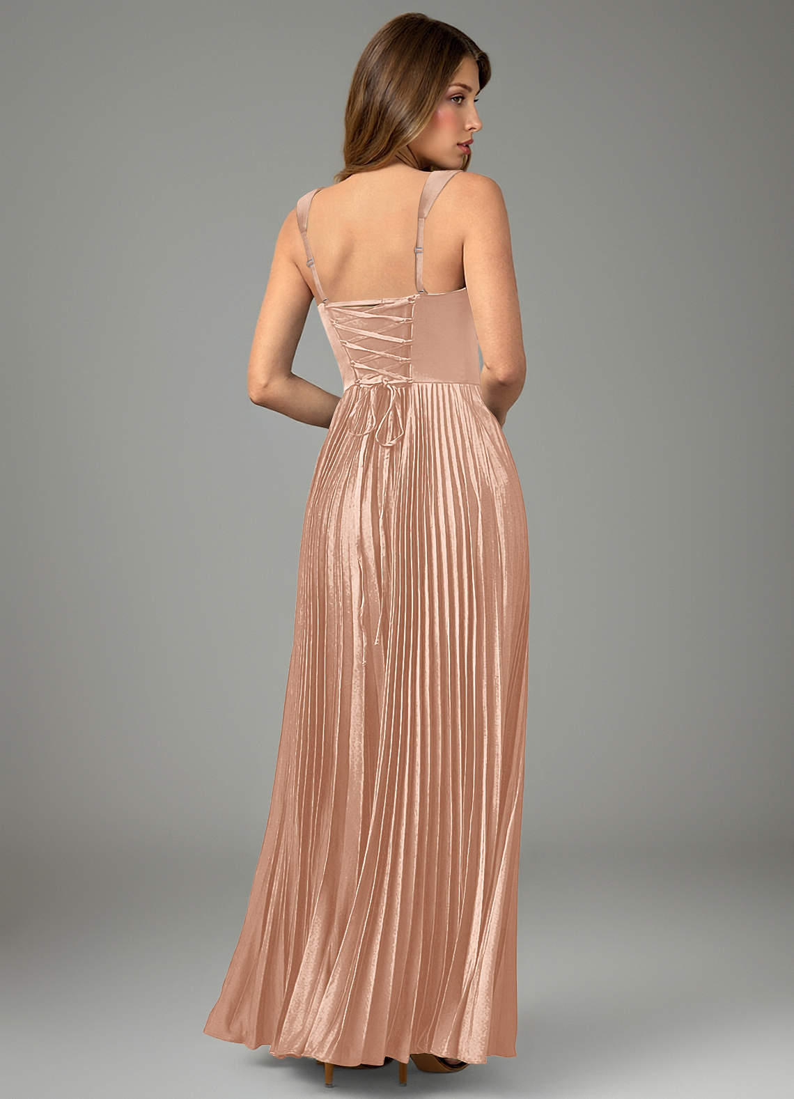Avenelle A-Line Sweetheart Stretch Satin Bridesmaid Dress in rose gold