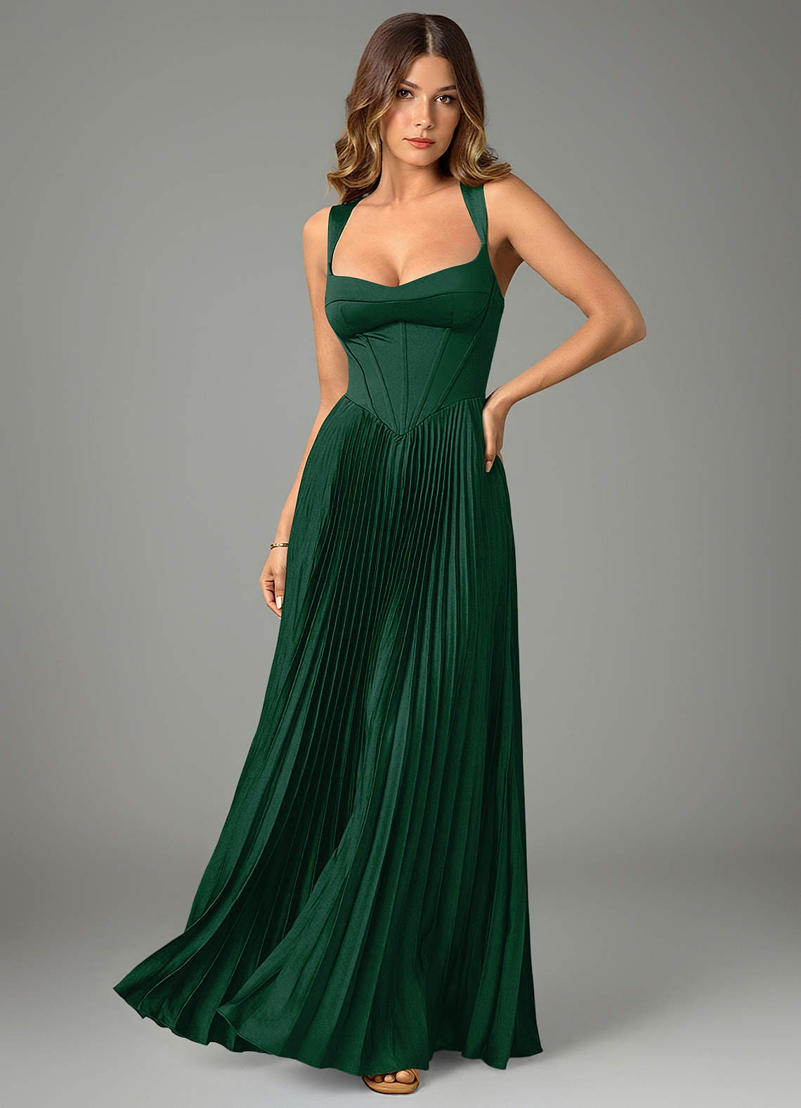 Avenelle A-Line Sweetheart Stretch Satin Bridesmaid Dress in Dark Green