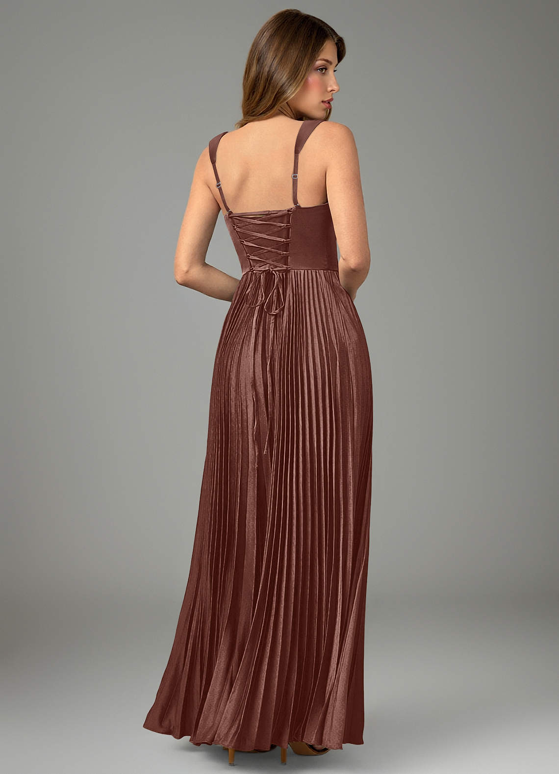 Avenelle A-Line Sweetheart Stretch Satin Bridesmaid Dress in Espresso