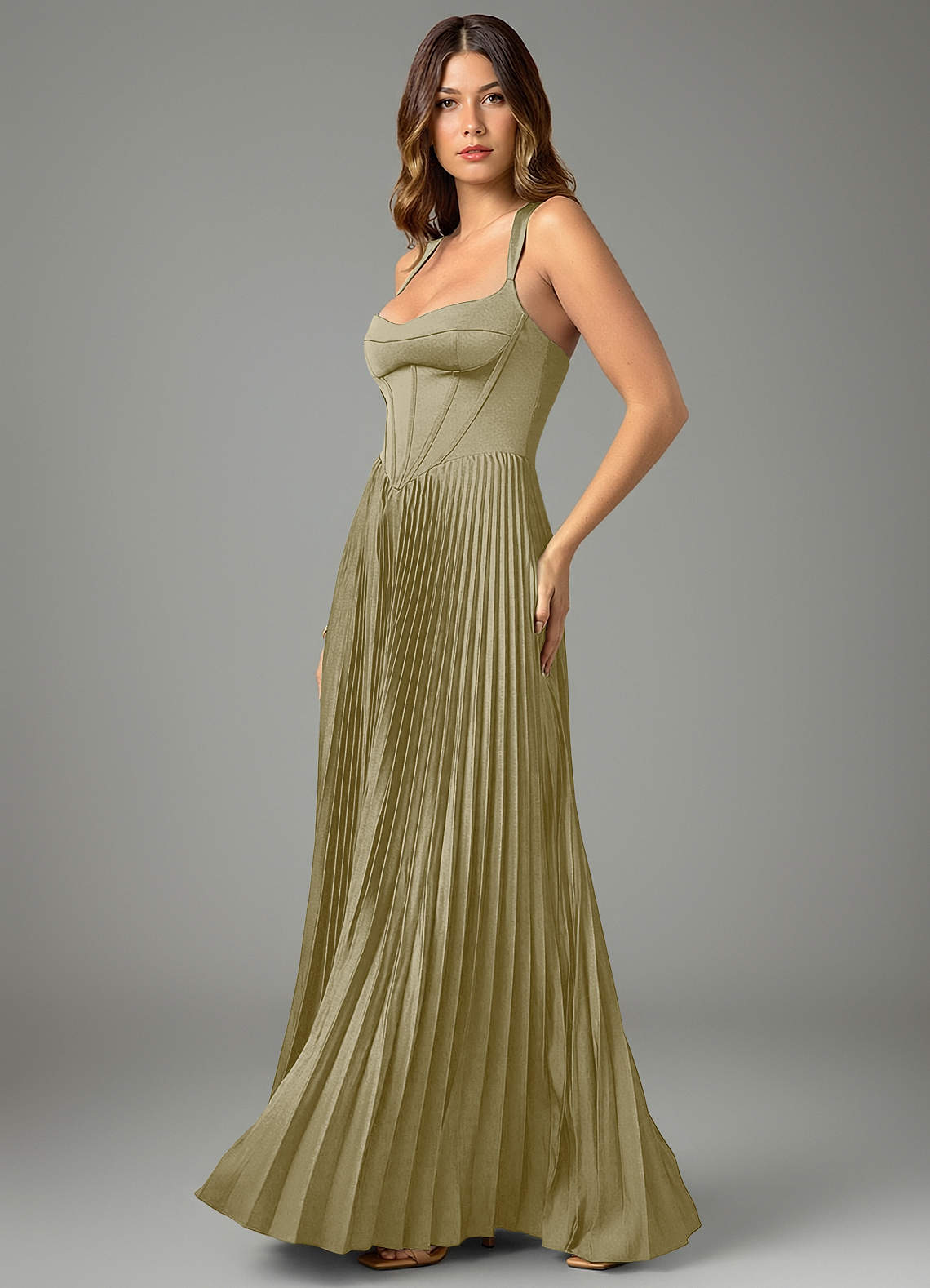 Avenelle A-Line Sweetheart Stretch Satin Bridesmaid Dress in Moss Green