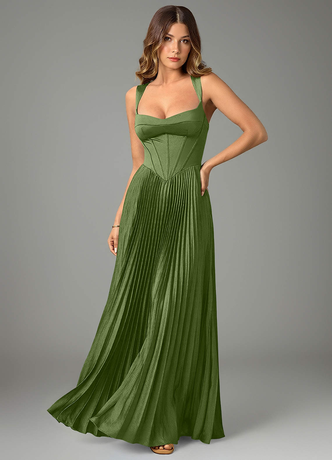 Avenelle A-Line Sweetheart Stretch Satin Bridesmaid Dress in Juniper