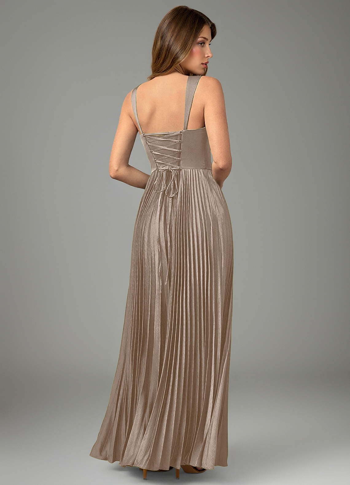 Avenelle A-Line Sweetheart Stretch Satin Bridesmaid Dress in Taupe