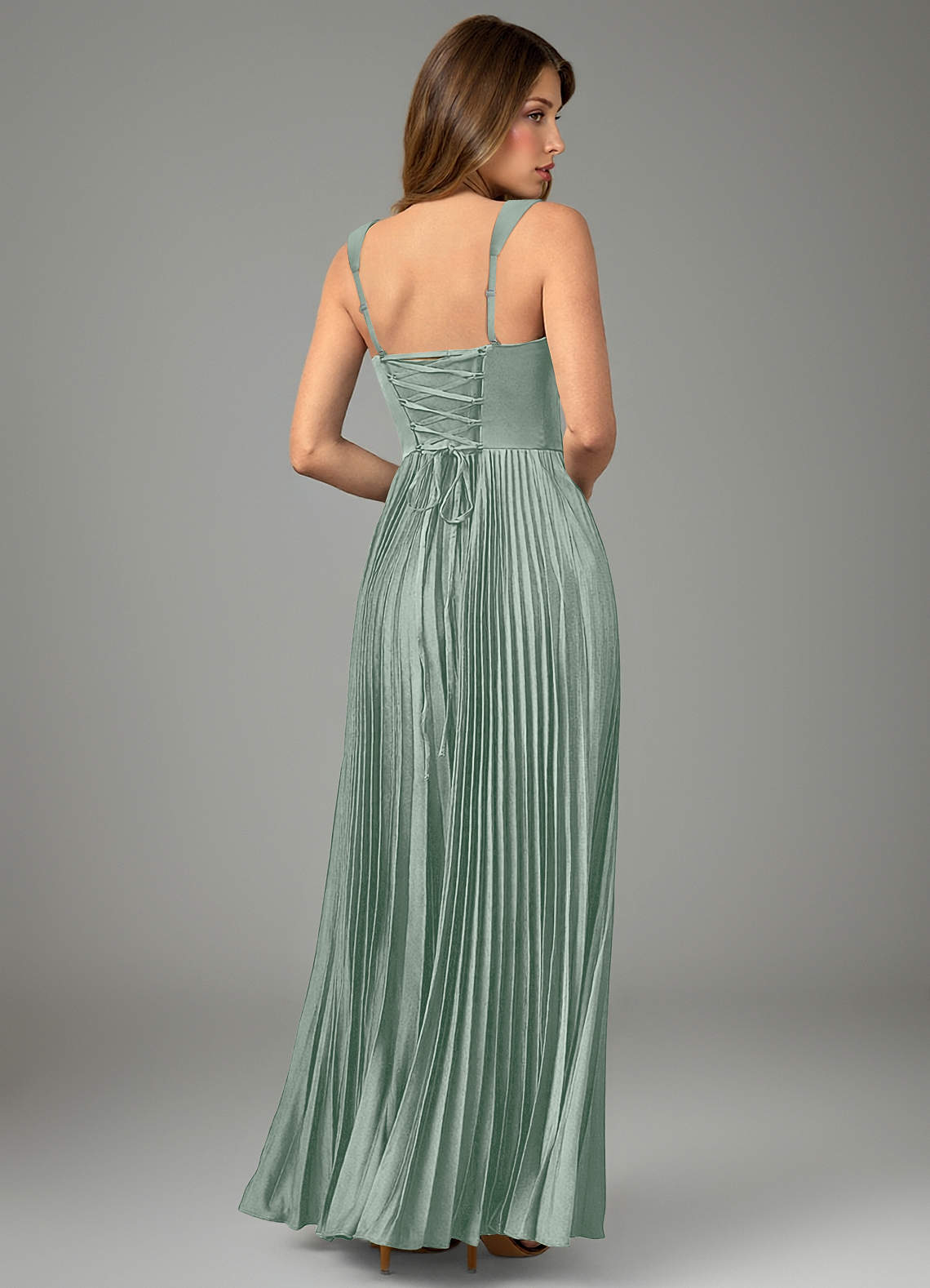 Avenelle A-Line Sweetheart Stretch Satin Bridesmaid Dress in Agave