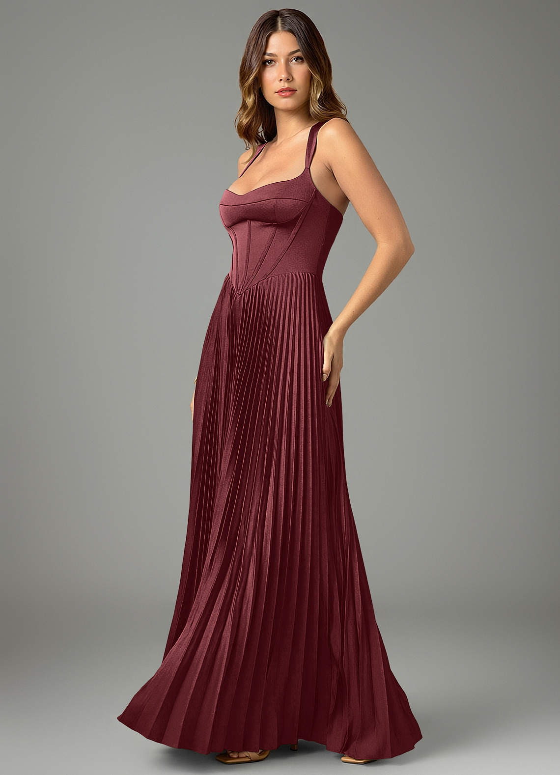 Avenelle A-Line Sweetheart Stretch Satin Bridesmaid Dress in Merlot
