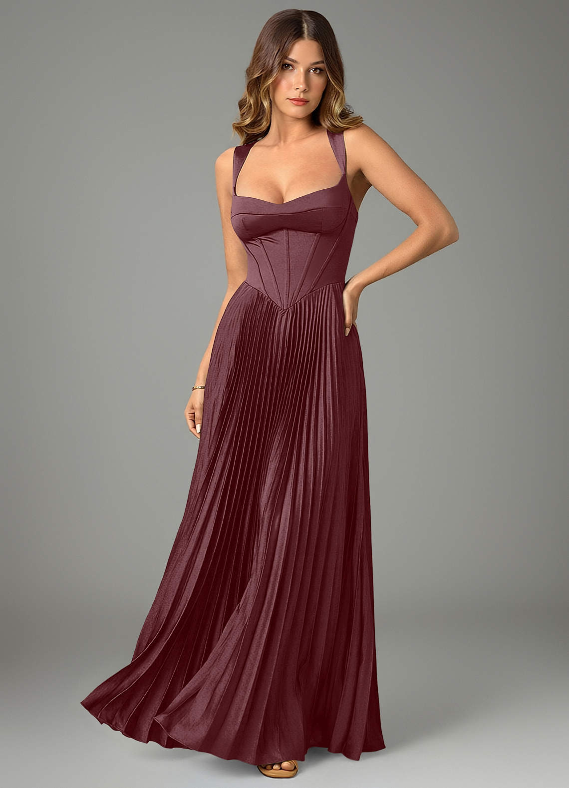 Avenelle A-Line Sweetheart Stretch Satin Bridesmaid Dress in Sangria