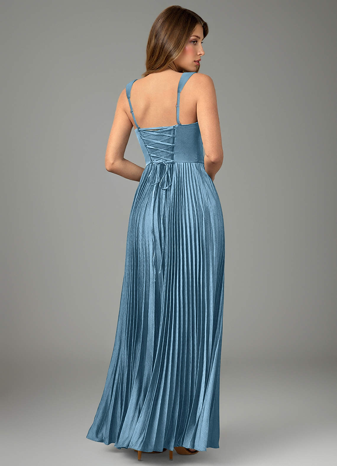 Avenelle A-Line Sweetheart Stretch Satin Bridesmaid Dress in Steel Blue