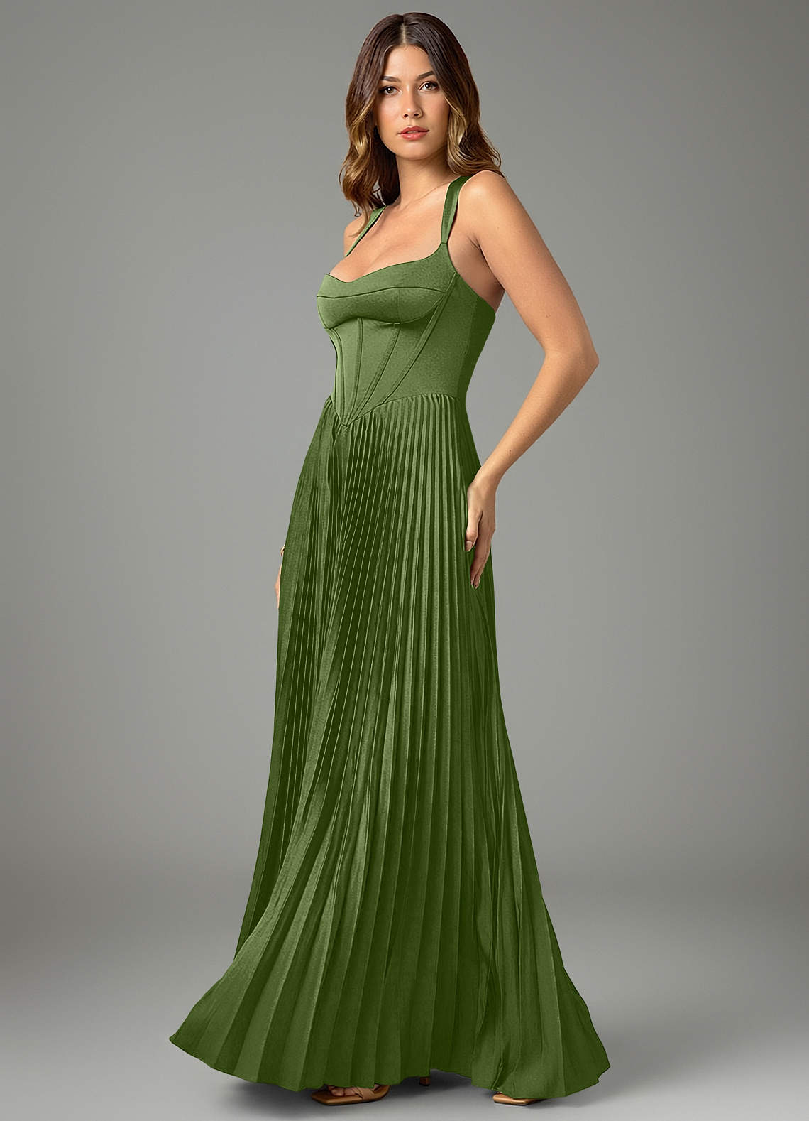 Avenelle A-Line Sweetheart Stretch Satin Bridesmaid Dress in Juniper