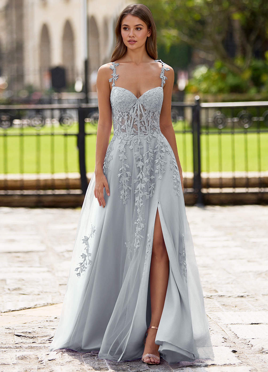 Dreamscape A-Line Sweetheart Lace Tulle Prom Dress in black