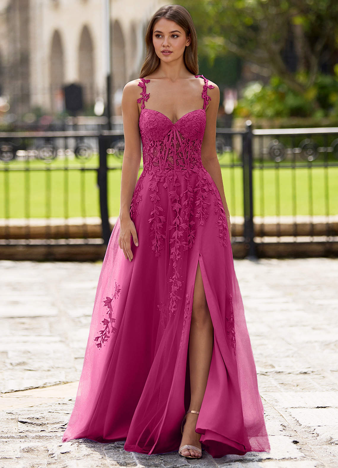 Dreamscape A-Line Sweetheart Lace Tulle Prom Dress in black