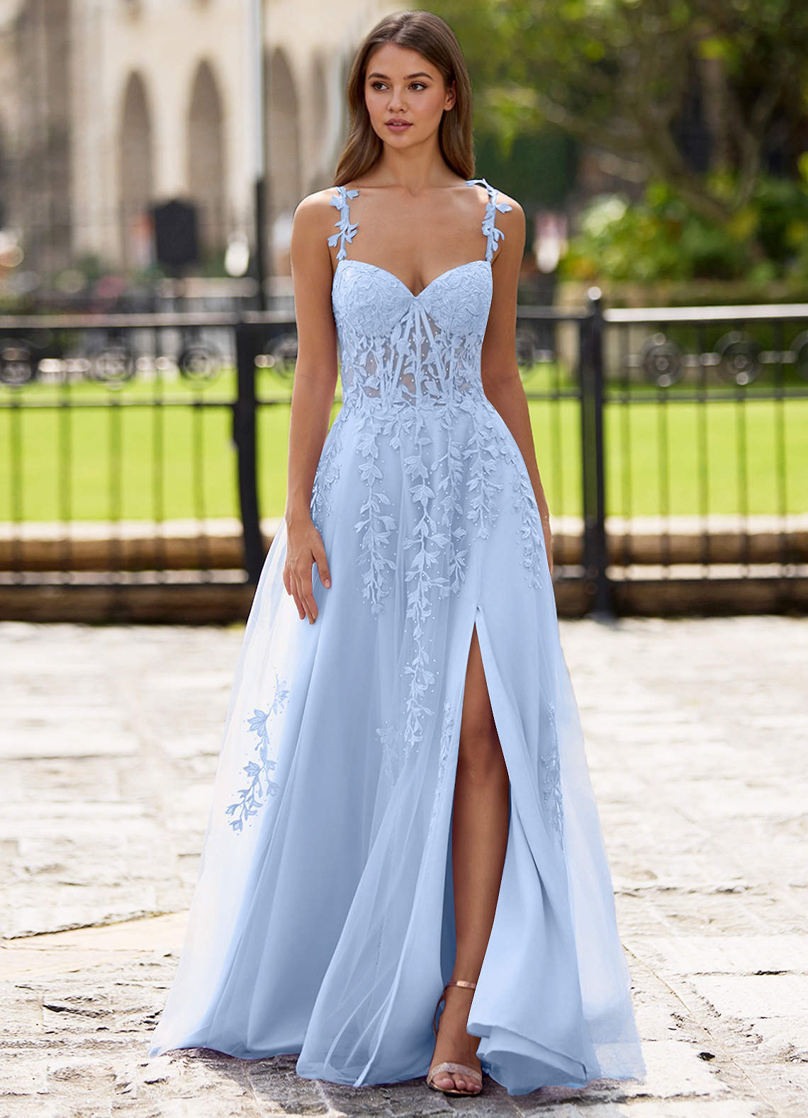 Dreamscape A-Line Sweetheart Lace Tulle Prom Dress in black