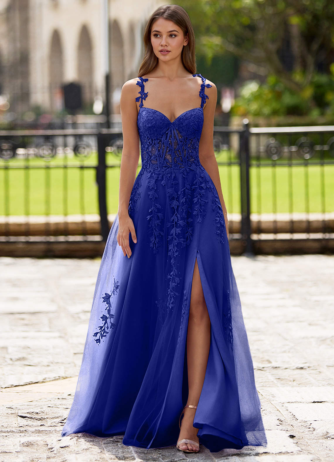 Dreamscape A-Line Sweetheart Lace Tulle Prom Dress in black
