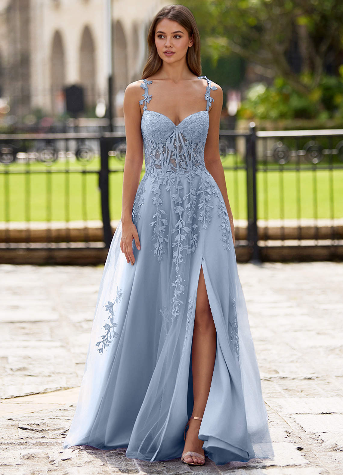 Dreamscape A-Line Sweetheart Lace Tulle Prom Dress in black