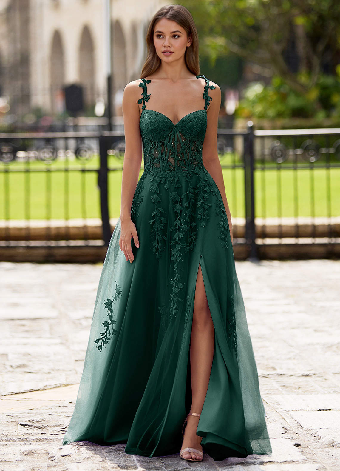 Dreamscape A-Line Sweetheart Lace Tulle Prom Dress in black