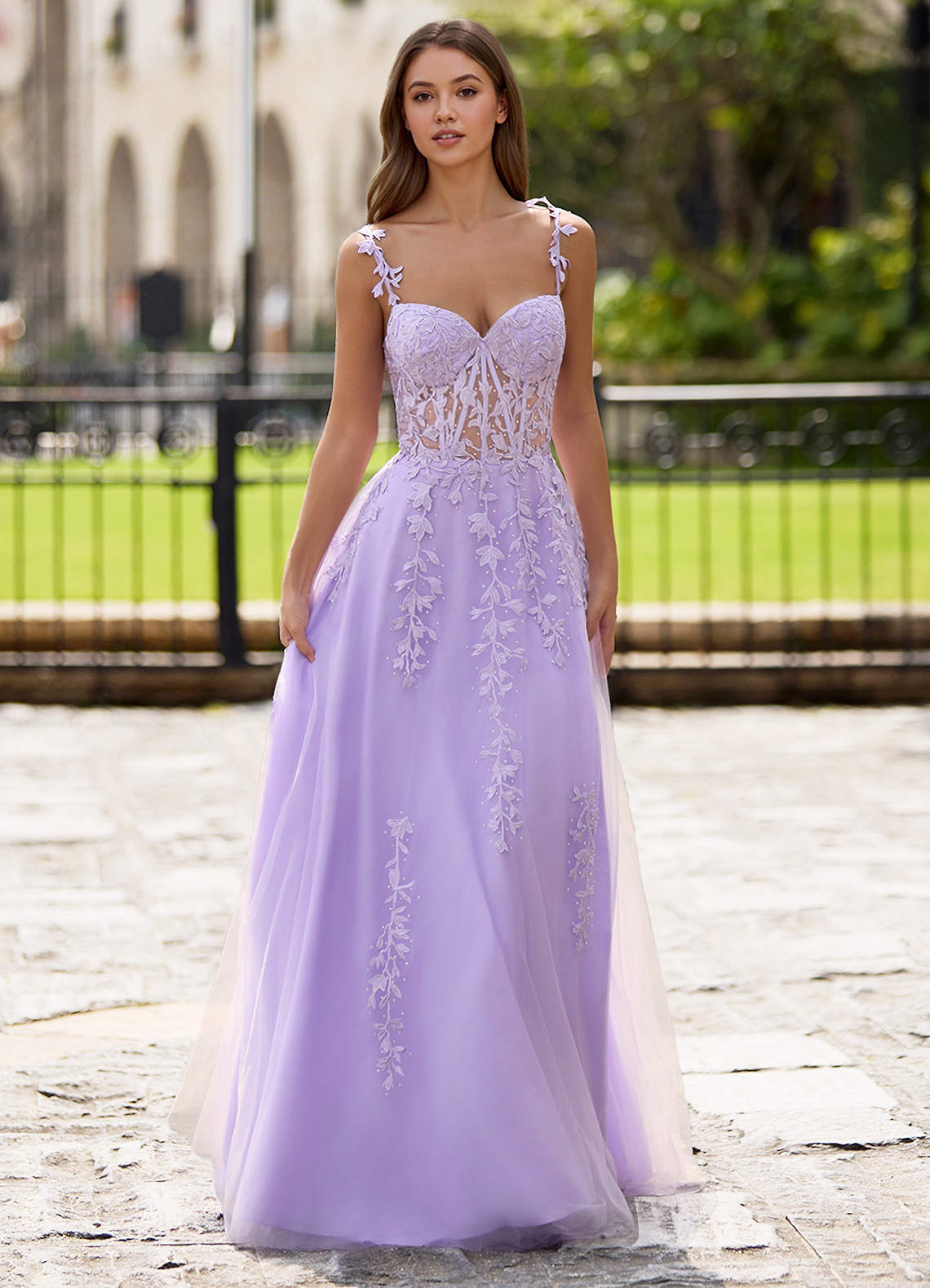 Dreamscape A-Line Sweetheart Lace Tulle Prom Dress in black