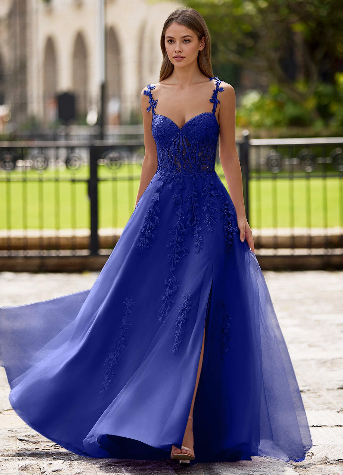 Dreamscape A-Line Sweetheart Lace Tulle Prom Dress in Royal Blue
