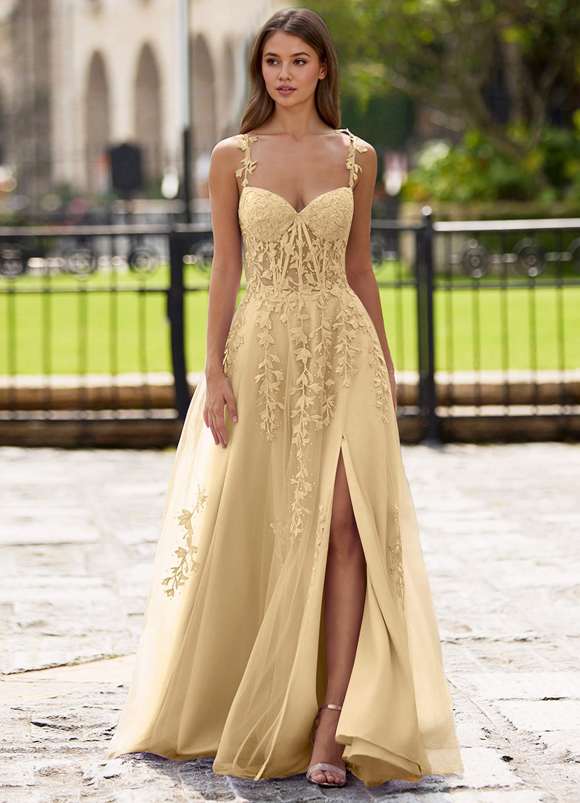 Dreamscape A-Line Sweetheart Lace Tulle Prom Dress in black