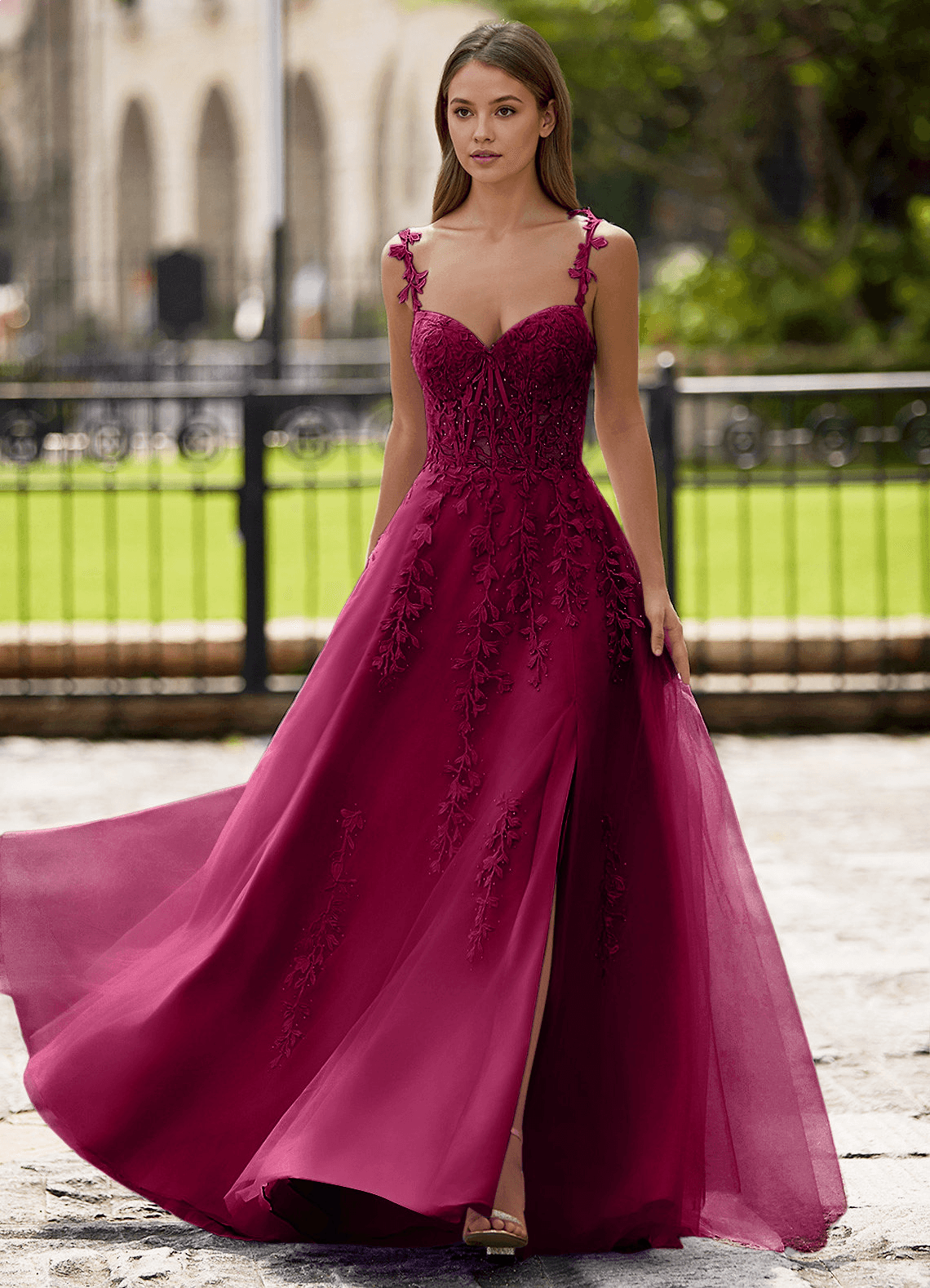 Dreamscape A-Line Sweetheart Lace Tulle Prom Dress in black