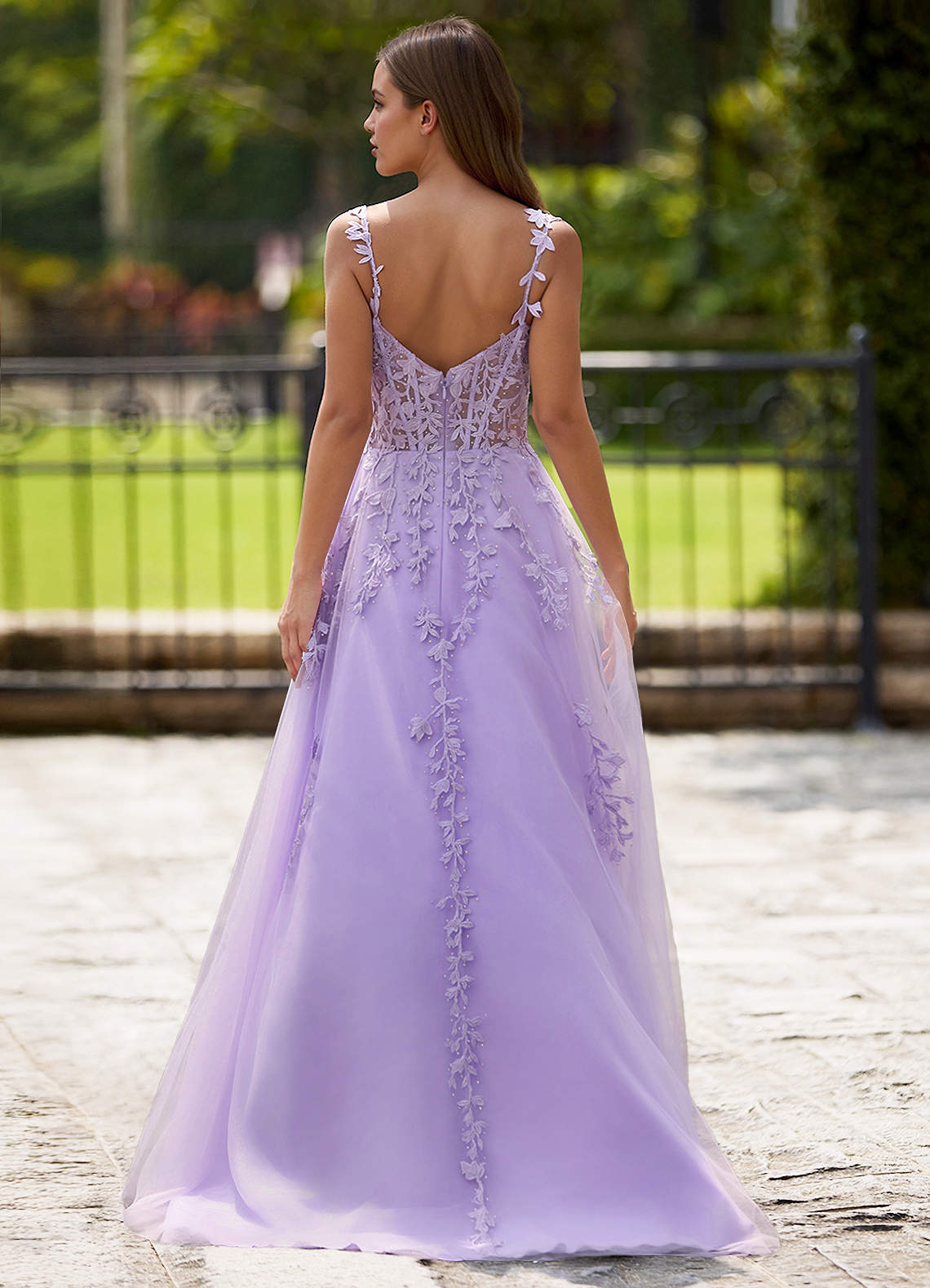 Dreamscape A-Line Sweetheart Lace Tulle Prom Dress in Purple