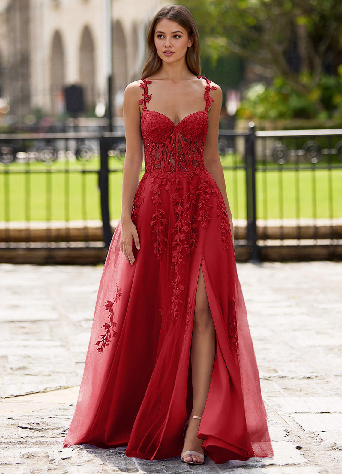 Dreamscape A-Line Sweetheart Lace Tulle Prom Dress in black