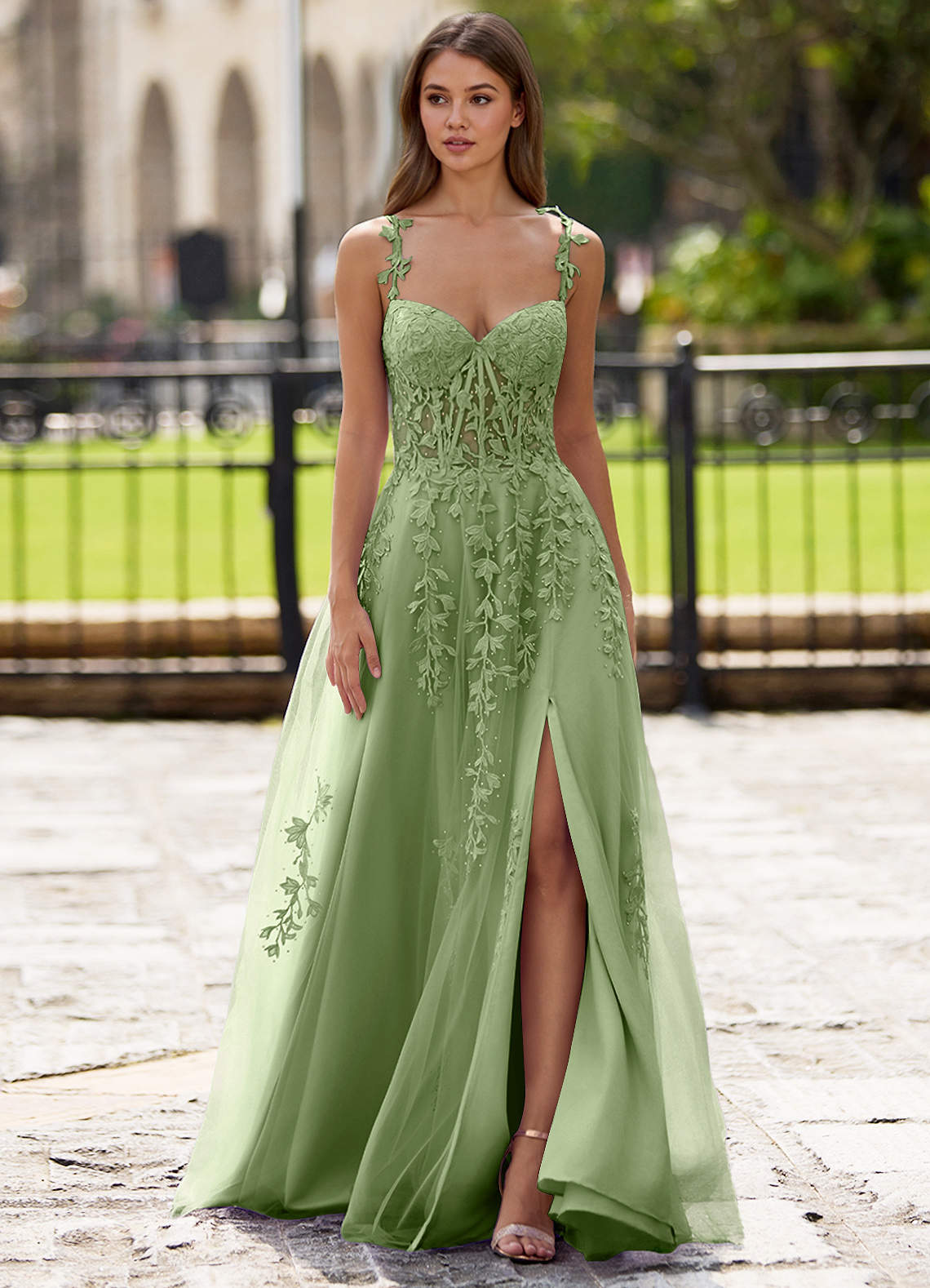 Dreamscape A-Line Sweetheart Lace Tulle Prom Dress in black