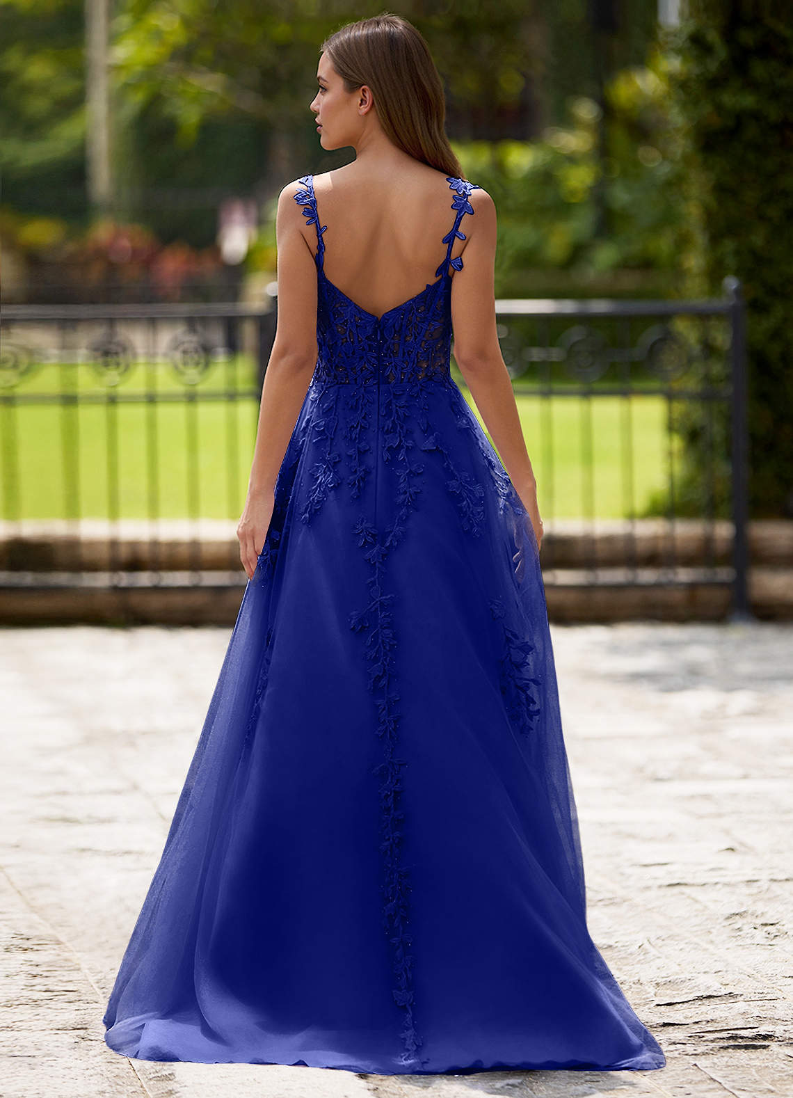 Dreamscape A-Line Sweetheart Lace Tulle Prom Dress in Royal Blue