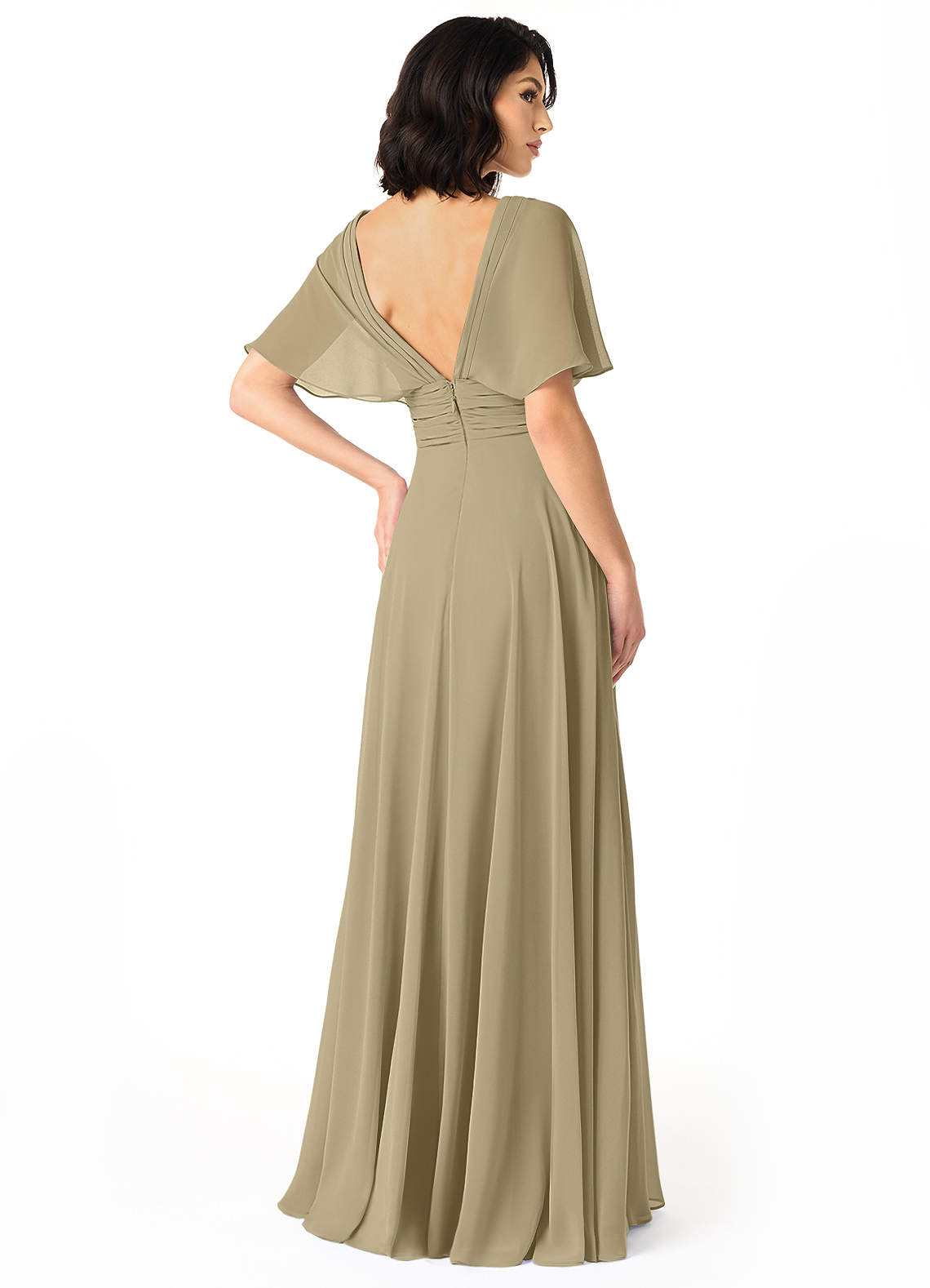 Pamela A-Line V-Neck Chiffon Bridesmaid Dress in Moss Green