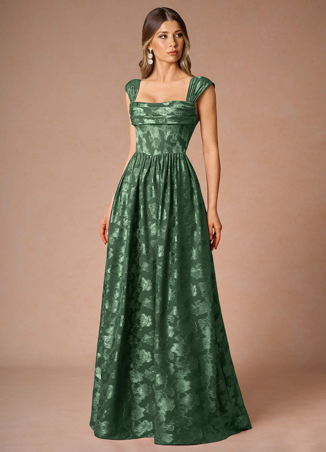 Hazel A-Line Cowl-Neck Fil Coupé Wedding Guest Dress in Lemon Sorbet