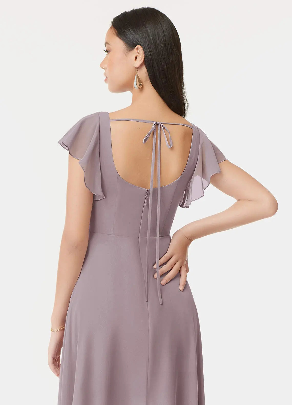 Bondi A-Line Square-Neck Chiffon Bridesmaid Dress in Dusk