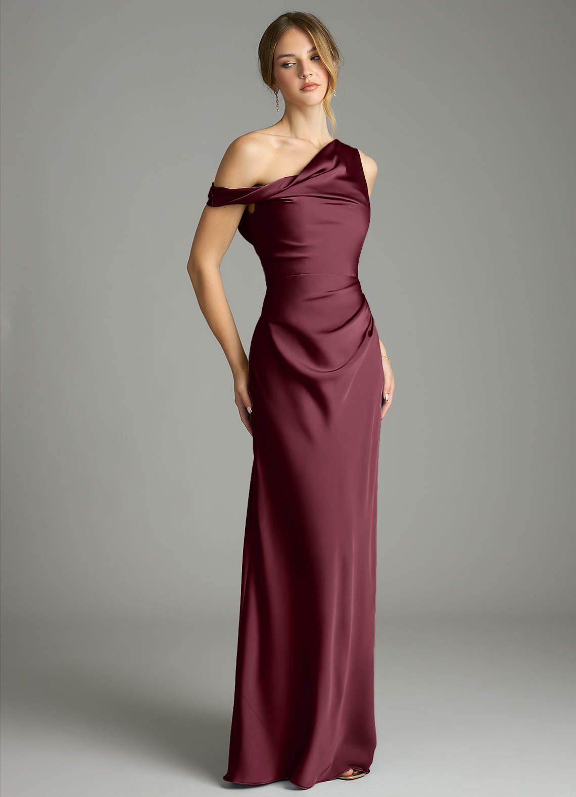 Emerson Mermaid One-Shoulder Stretch Satin Bridesmaid Dress