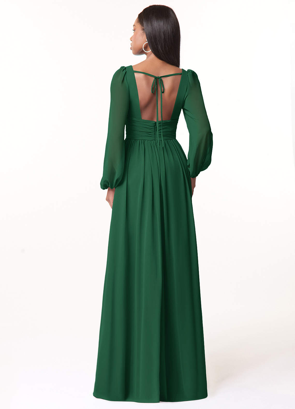 Norah A-Line V-Neck Chiffon Bridesmaid Dress in Dark Green