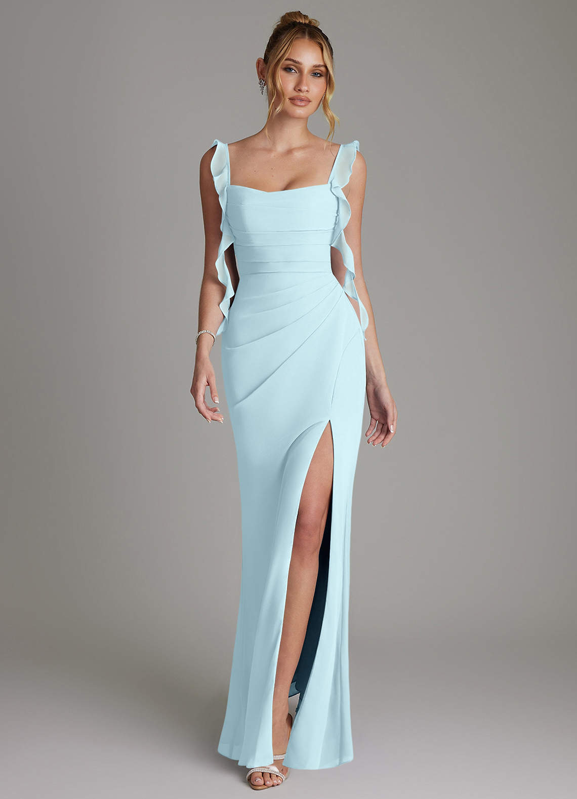 Jessamine Mermaid Sweetheart Chiffon Bridesmaid Dress in Cloud Blue