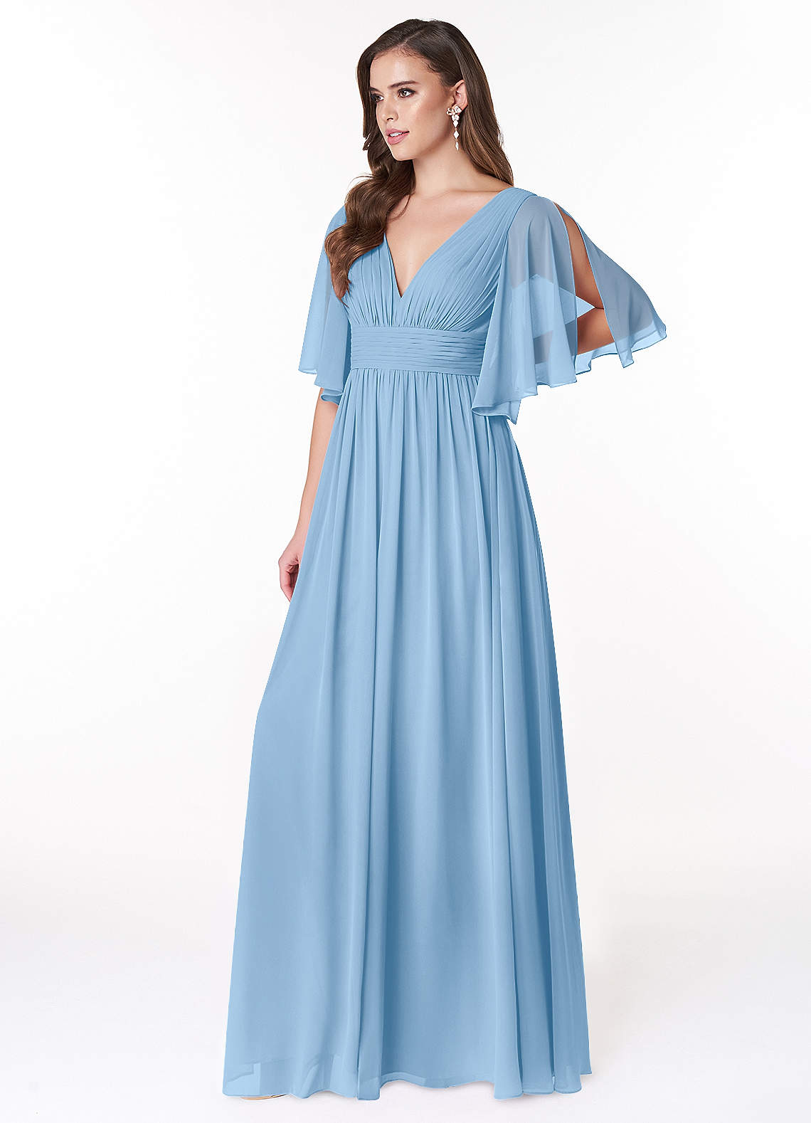 Temeka A-Line V-Neck Chiffon Bridesmaid Dress in Powder Blue