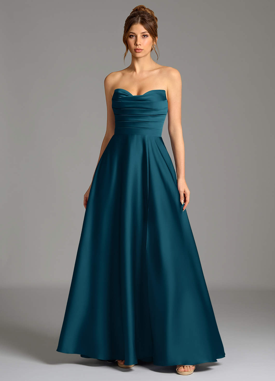 Ayla A-Line Sweetheart Stretch Satin Bridesmaid Dress in Ink Blue
