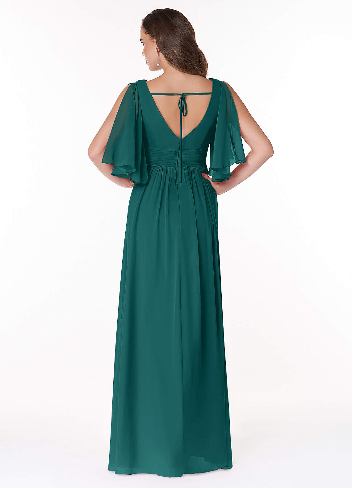 Temeka A-Line V-Neck Chiffon Bridesmaid Dress in Peacock