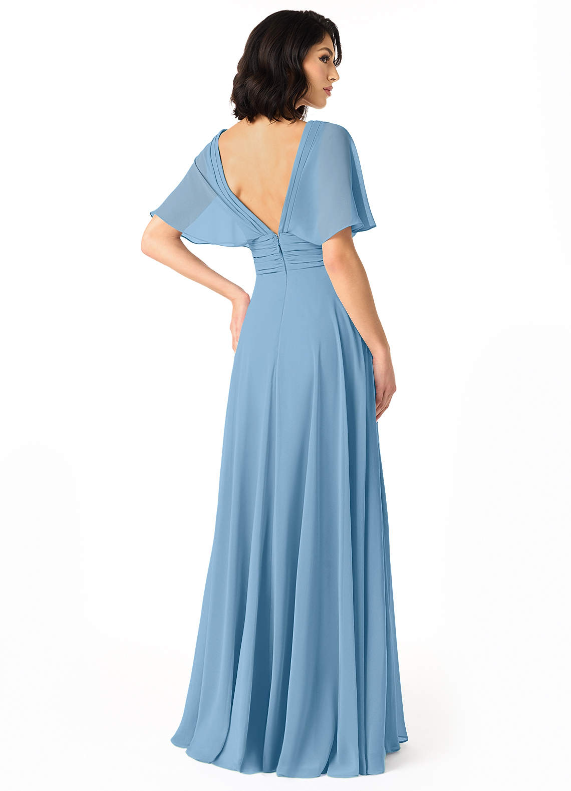 Pamela A-Line V-Neck Chiffon Bridesmaid Dress in Steel Blue