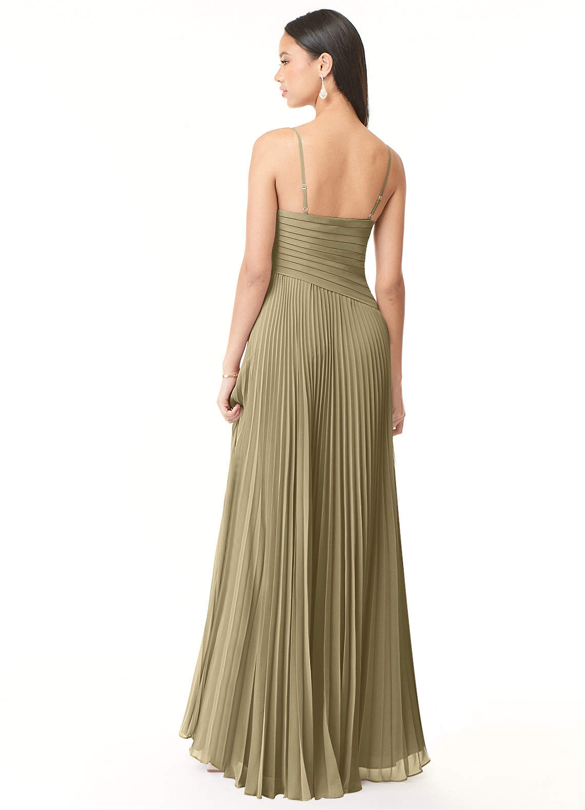 Vini A-Line V-Neck Chiffon Bridesmaid Dress in Moss Green