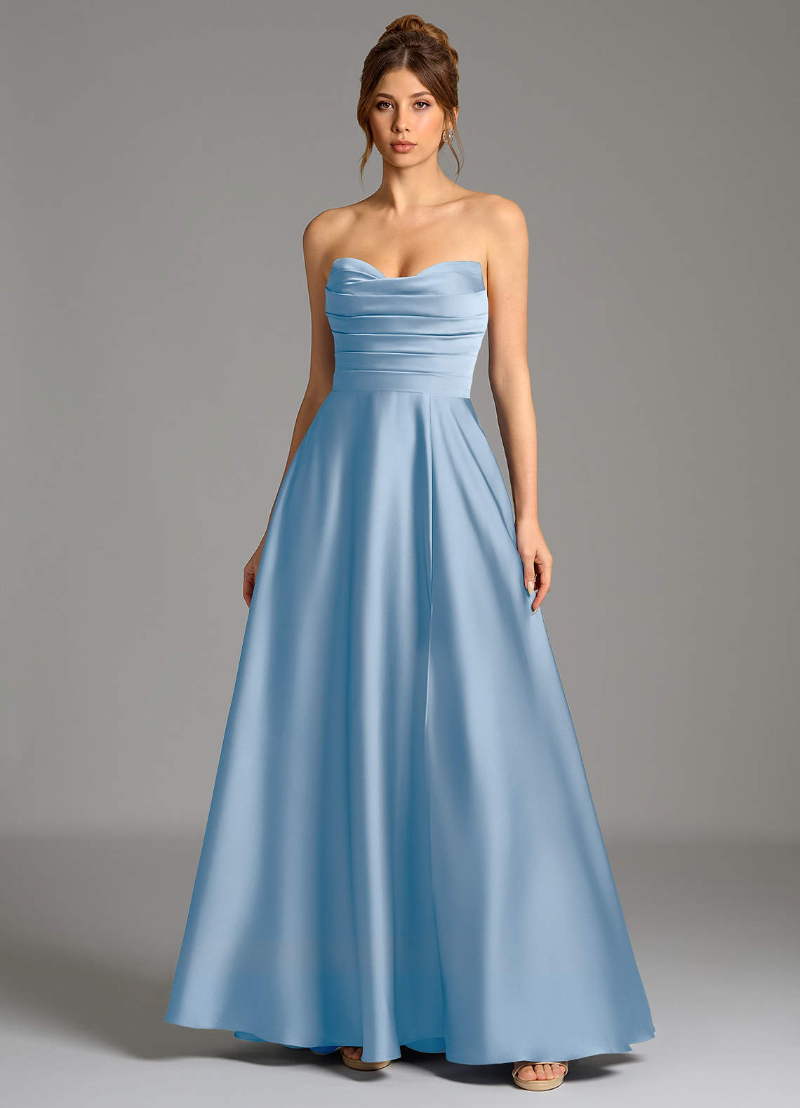 Ayla A-Line Sweetheart Stretch Satin Bridesmaid Dress in Powder Blue