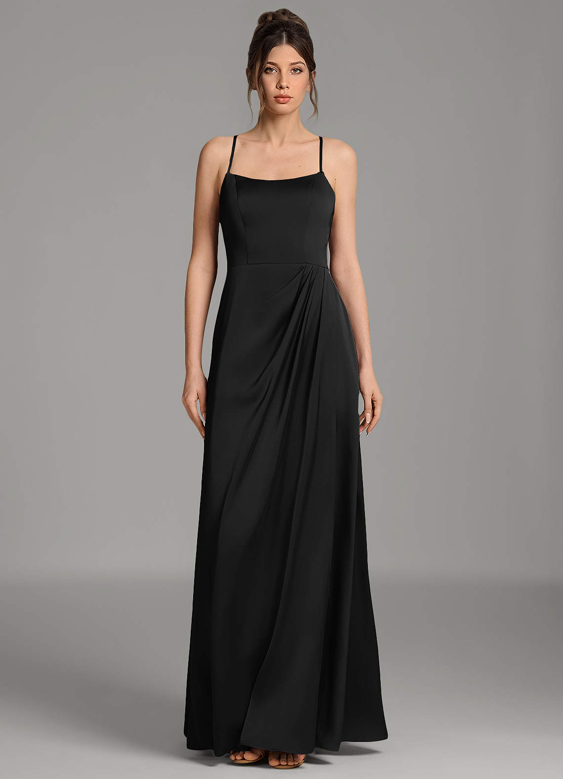 Frankie A-Line Scoop-Neck Stretch Satin Bridesmaid Dress