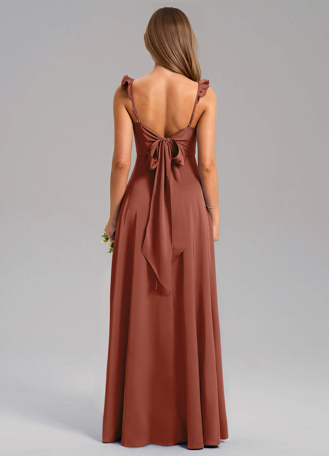 Everett A-Line V-Neck Chiffon Bridesmaid Dress in Auburn