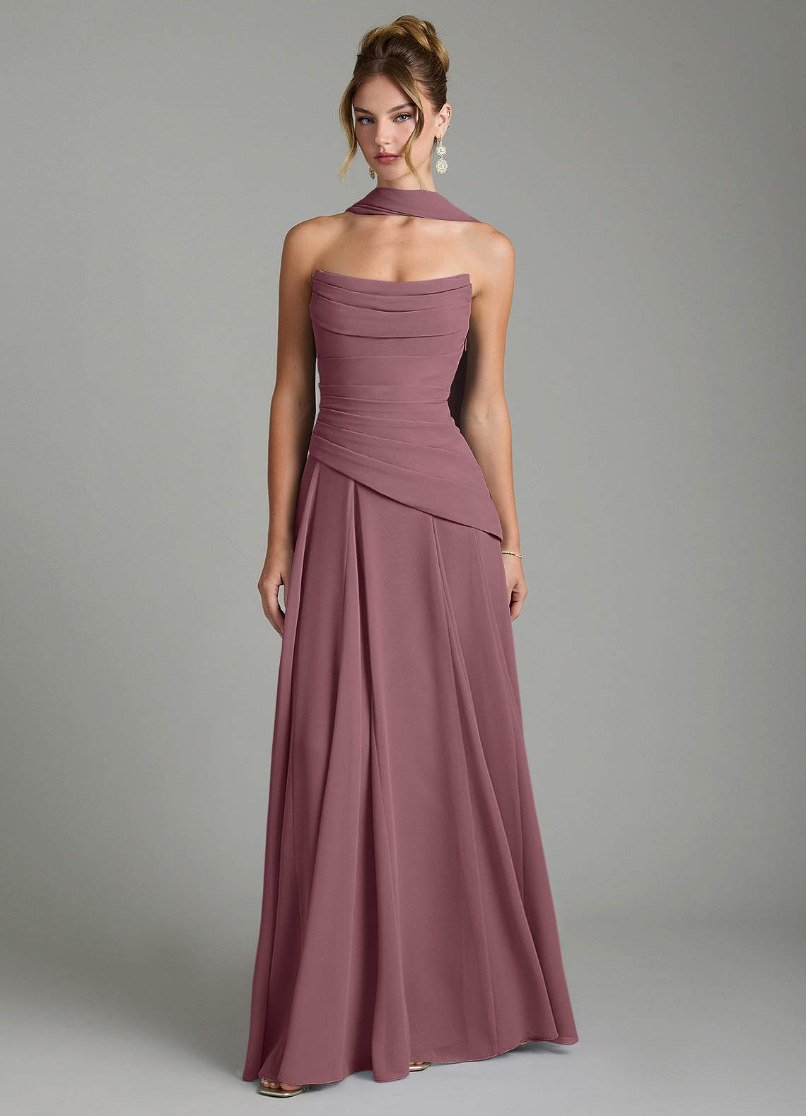 Gabriela A-Line Cowl-Neck Chiffon Bridesmaid Dress in Amethyst