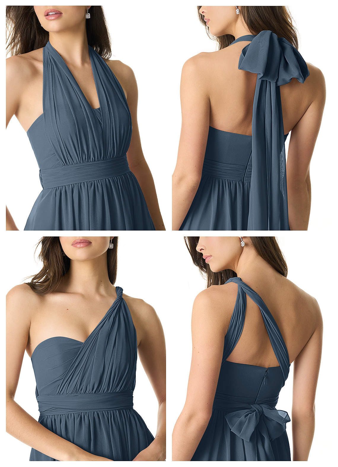 Olani A-Line V-Neck Chiffon Bridesmaid Dress in Neptune