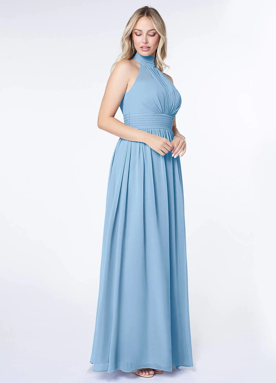 Iman A-Line Halter Chiffon Bridesmaid Dress in Powder Blue