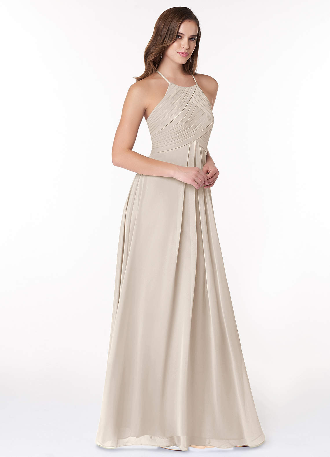Ginger A-Line Halter Chiffon Bridesmaid Dress in White Alabaster