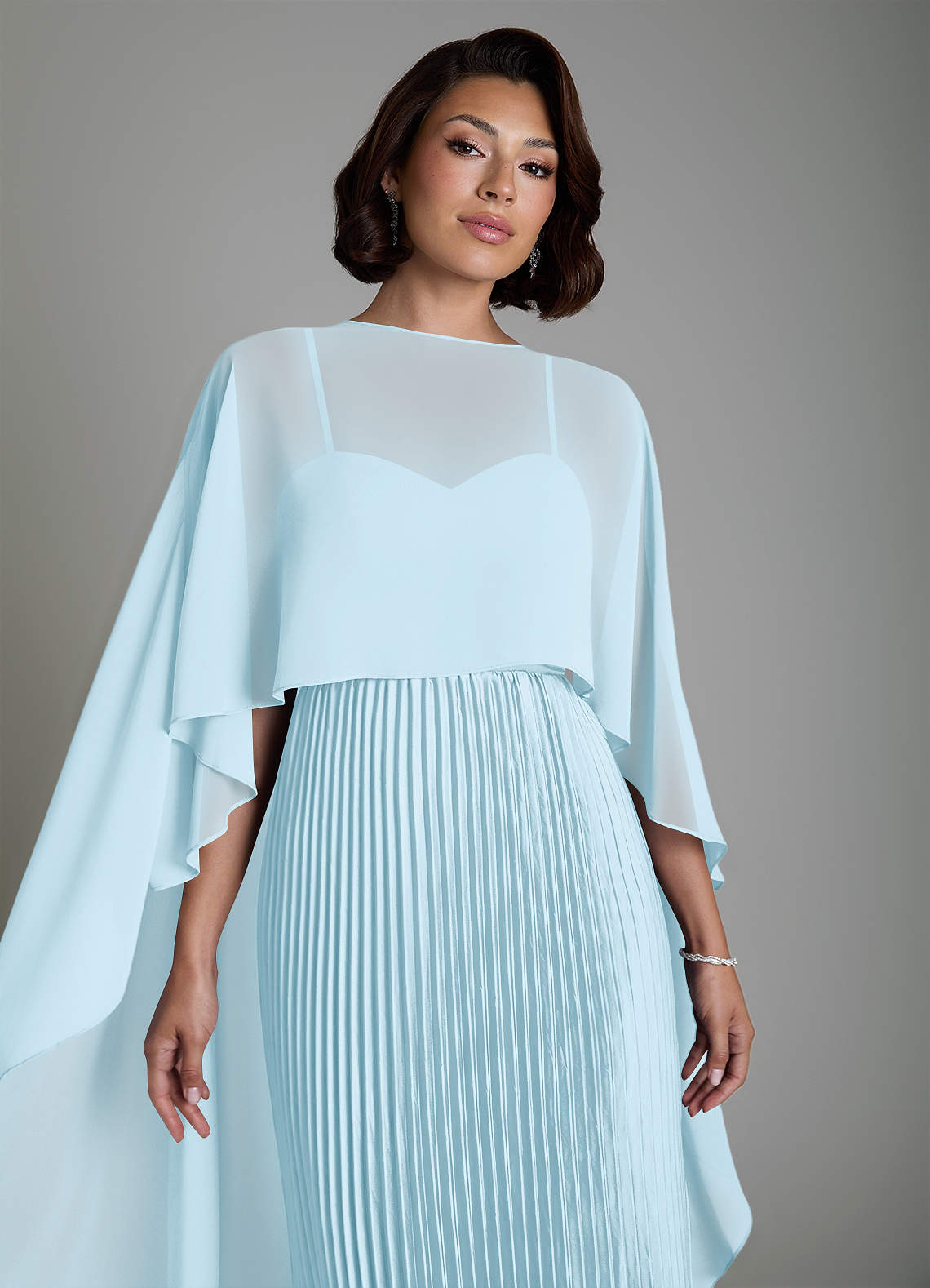 Micah A-Line Sweetheart Stretch Satin and Chiffon Bridesmaid Dress in Sky Blue