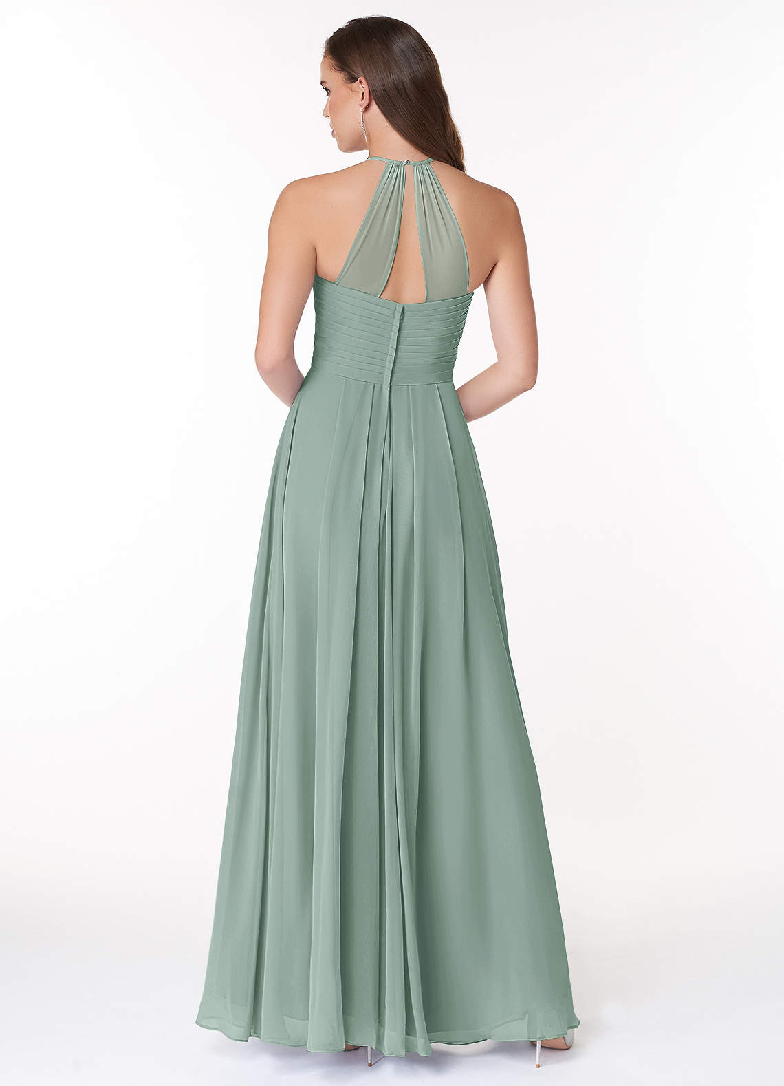 Ginger A-Line Halter Chiffon Bridesmaid Dress in Agave