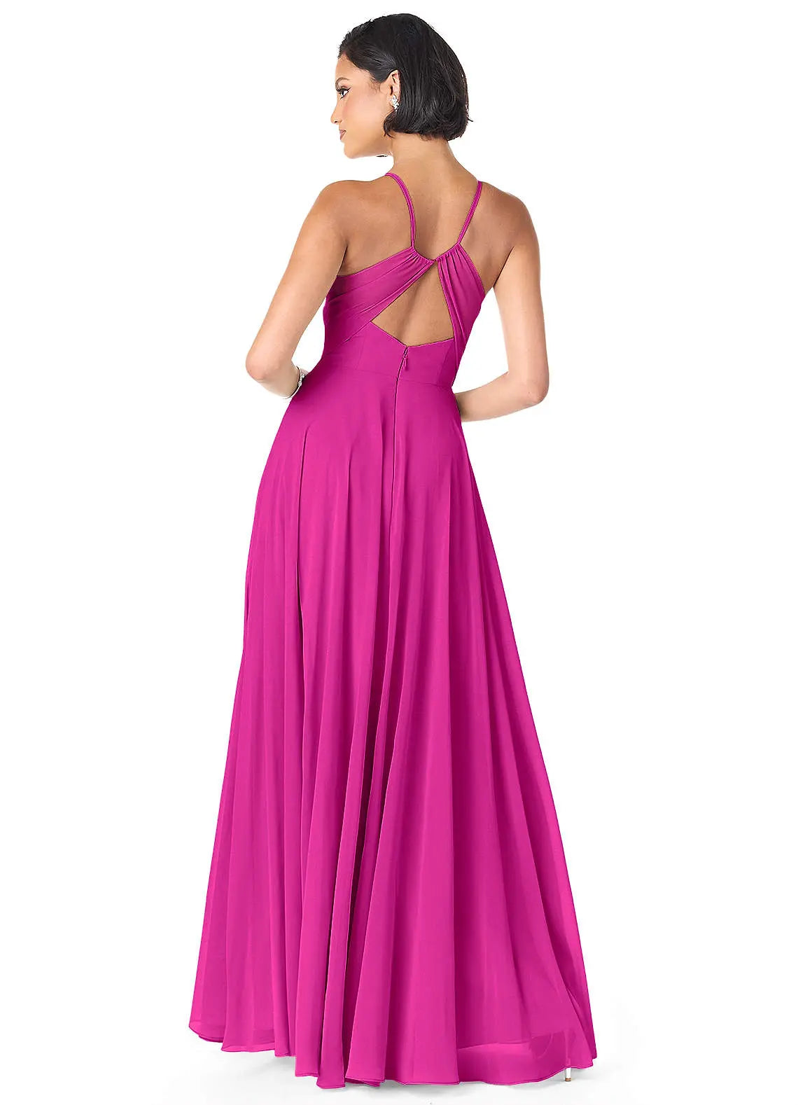 Avelina A-Line V-Neck Chiffon Bridesmaid Dress in Fuchsia