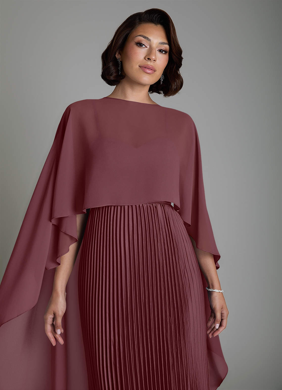 Micah A-Line Sweetheart Stretch Satin and Chiffon Bridesmaid Dress in Sangria