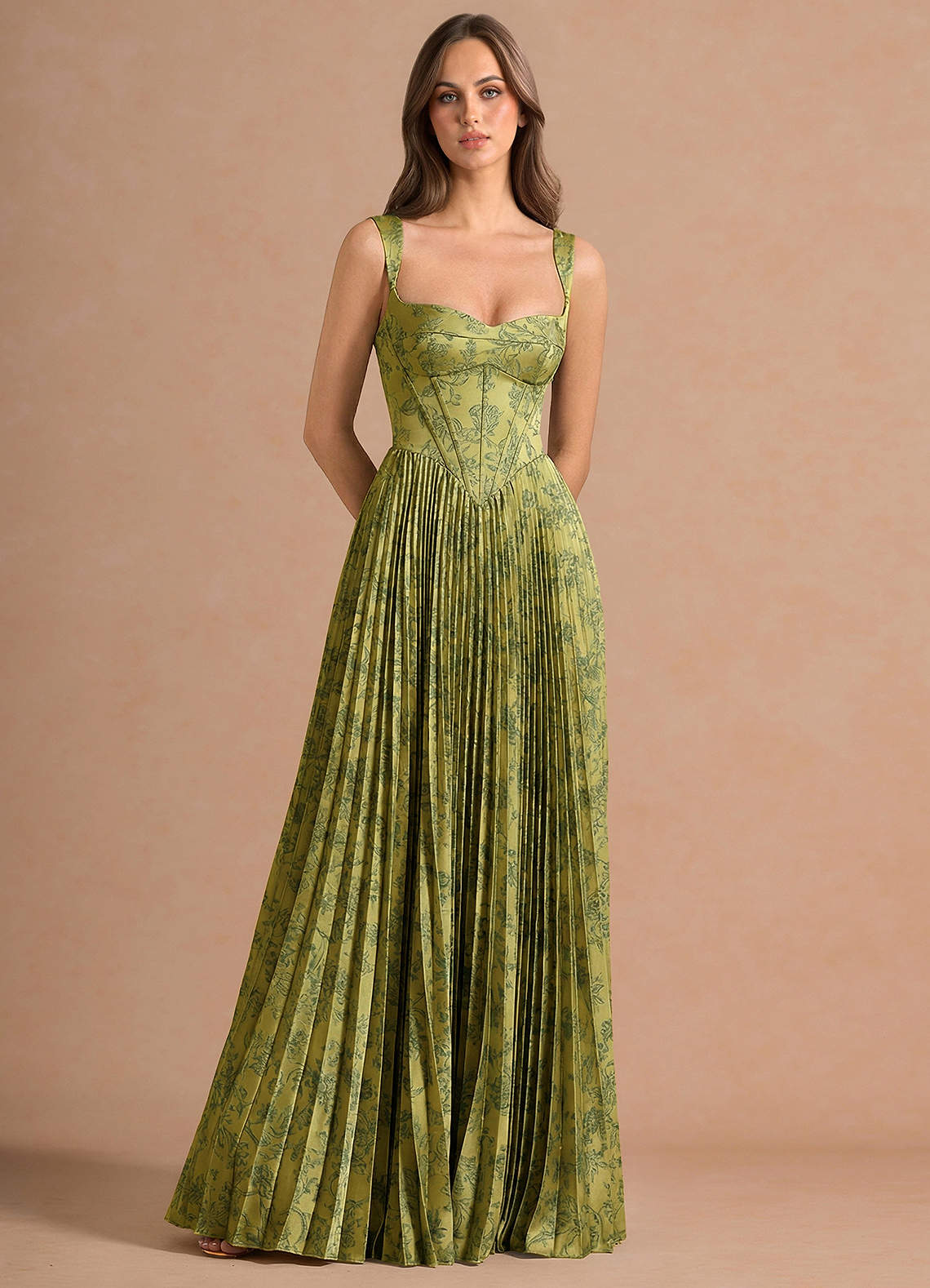 Isonelle A-Line Sweetheart Jacquard Wedding Guest Dress in Moss Navy